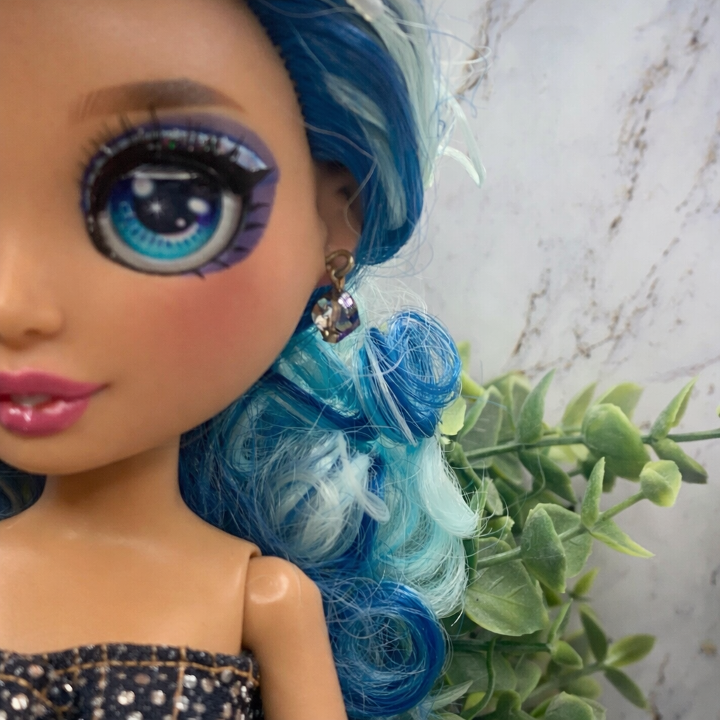 Pretty Smoky AB Glass Crystal Dangle Doll Earrings • 10-12” Doll Jewelry