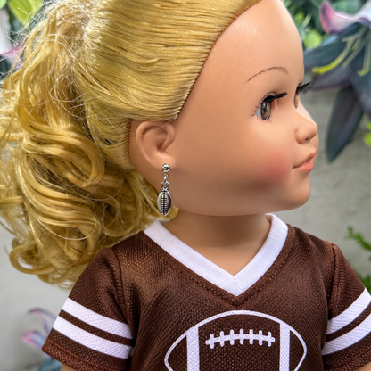 Silver Football Sports Charm Doll Earrings | for 18 Inch Fashion Doll