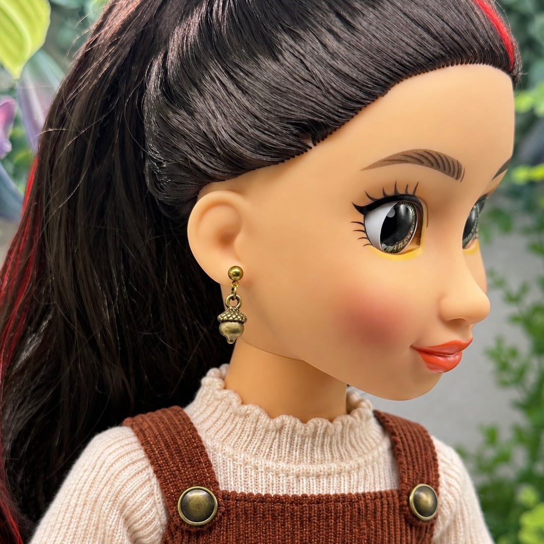 Acorn Autumn Brass Bronze Tone Dangle Post Doll Earrings | for 18 Inch Fashion Dolls