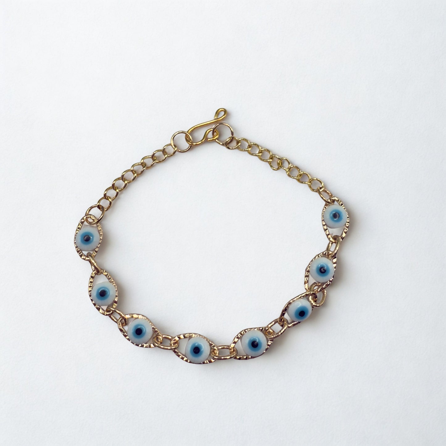 Blue Evil Eye Good Luck Gold Link Doll Necklace • 18 Inch Fashion Doll Jewelry