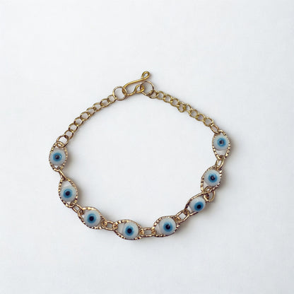 Blue Evil Eye Good Luck Gold Link Doll Necklace • 18 Inch Fashion Doll Jewelry