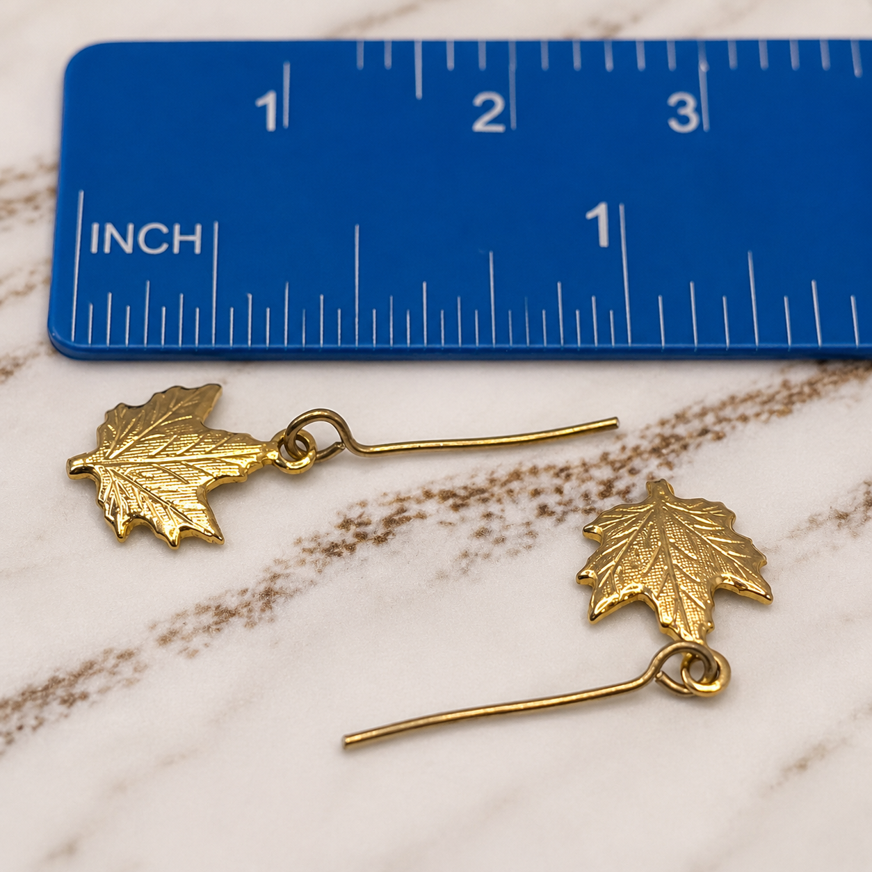 Gold Leaf Charm Dangle Doll Necklace Earrings Set • 18 Inch Fashion Doll Jewelry