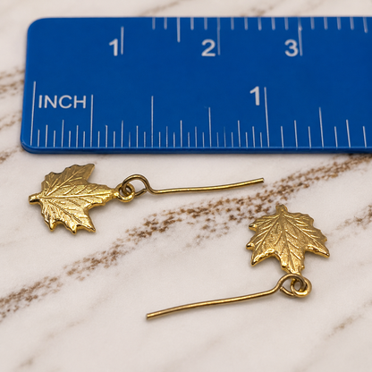 Gold Leaf Charm Dangle Doll Necklace Earrings Set • 18 Inch Fashion Doll Jewelry