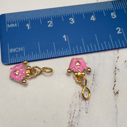 Pink Crown Princess Heart Charm Doll Earring DANGLE ONLY • 18” Fashion Doll Jewelry