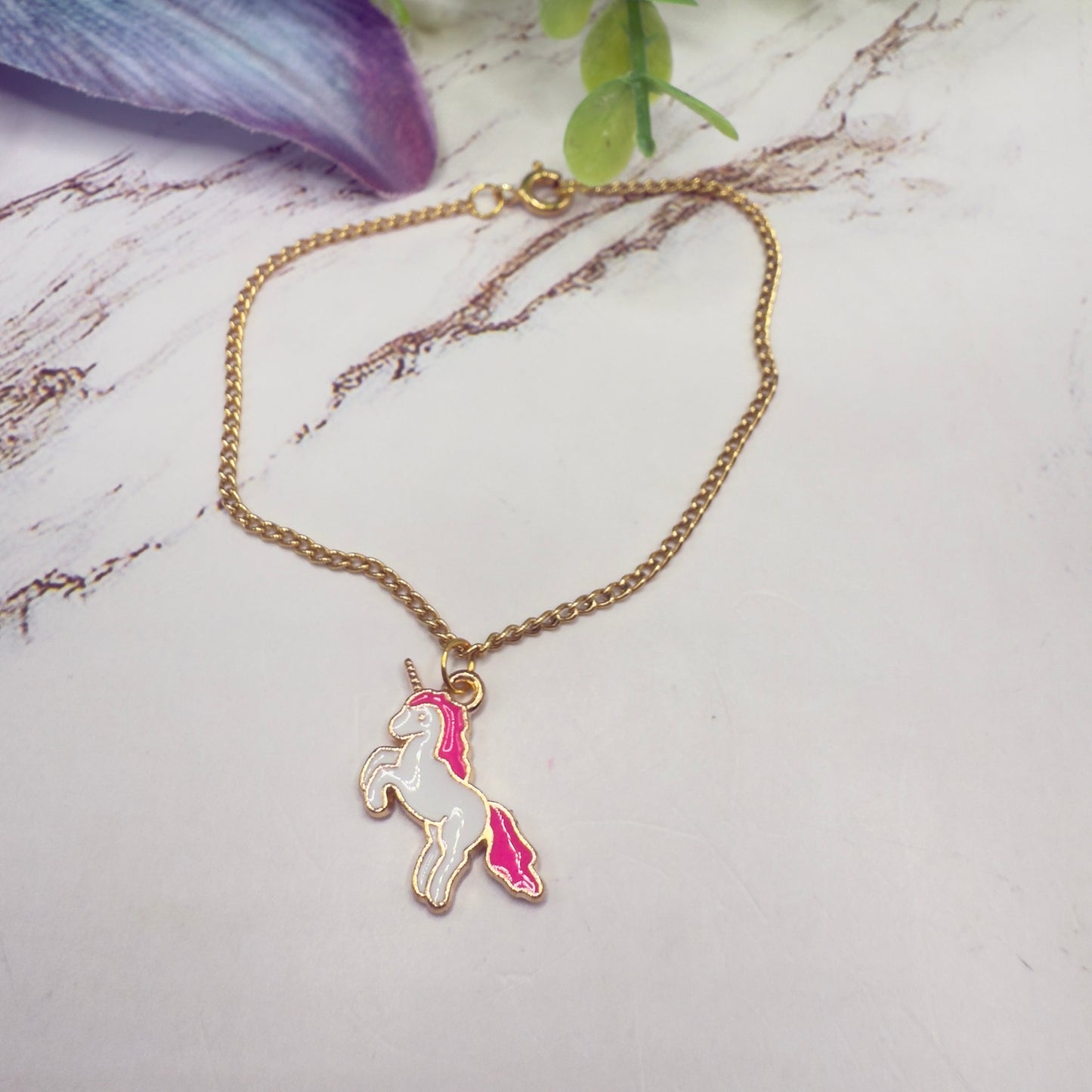 Unicorn Charm Gold Chain Doll Necklace • 18 Inch Fashion Doll Jewelry