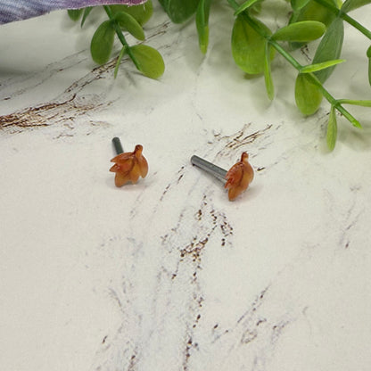 Golden Autumn Fall Leaf Post Doll Earrings • 2mm Post for 18 Inch Fashion Doll