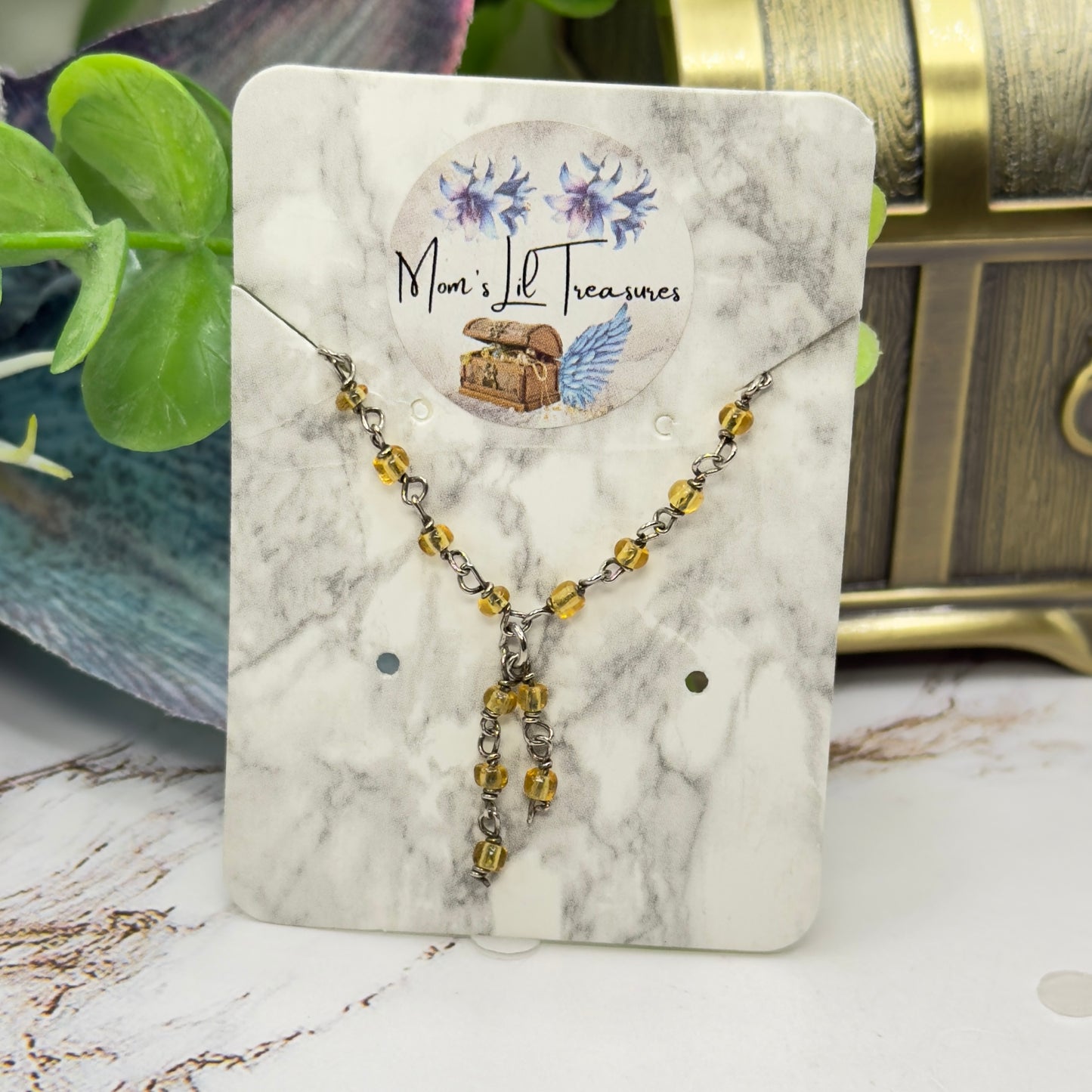 Golden Yellow Beaded Tassel Style Doll Necklace • 16 Inch Fashion Doll Jewelry