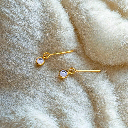 Round Blue Crystal Gold Dangle Doll Earrings •  16” Doll Jewelry