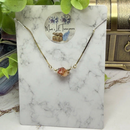 Wire Wrapped Orange White Stone Charm Gold Chain Doll Necklace • 16 Inch Fashion Doll Jewelry