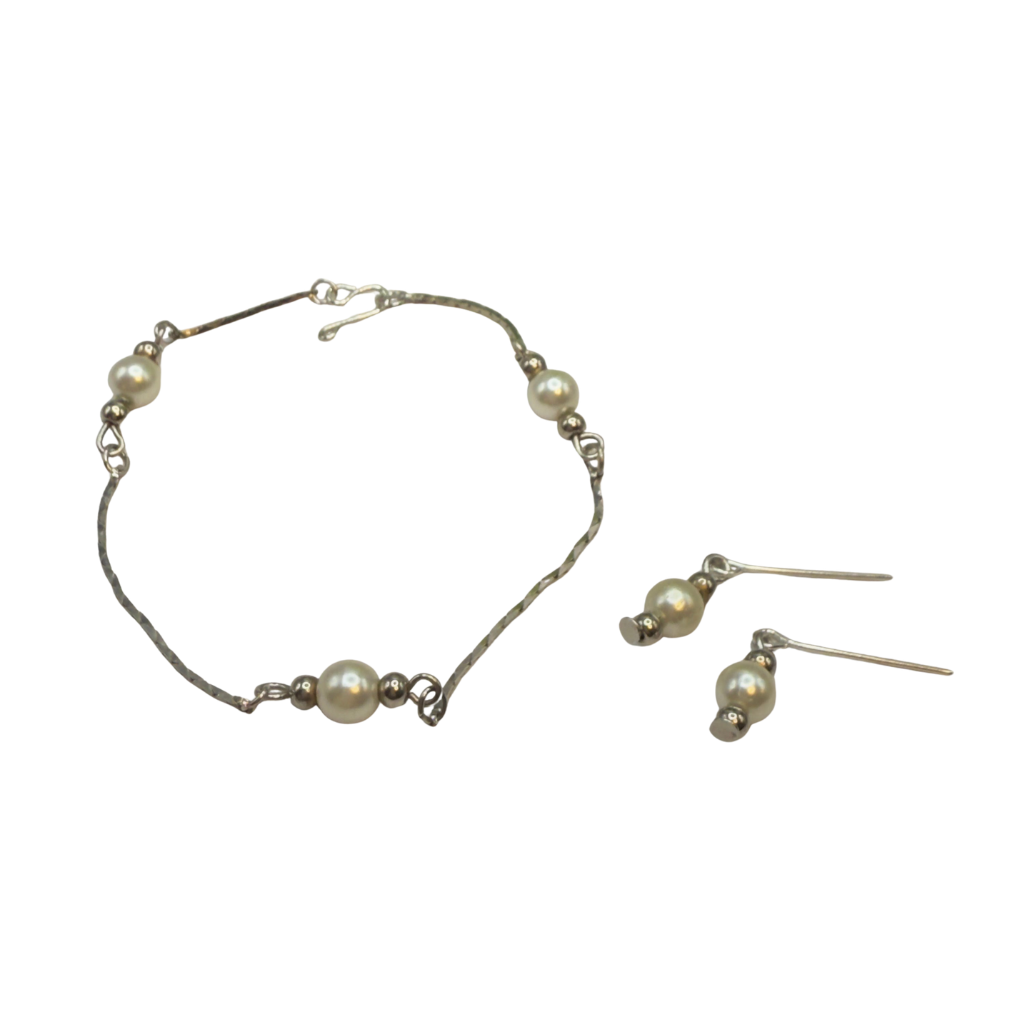 Silver Serpentine Chain w/ Pearl Doll Necklace & Earrings • 18 Inch Fashion Doll Jewelry