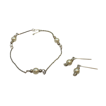 Silver Serpentine Chain w/ Pearl Doll Necklace & Earrings • 18 Inch Fashion Doll Jewelry