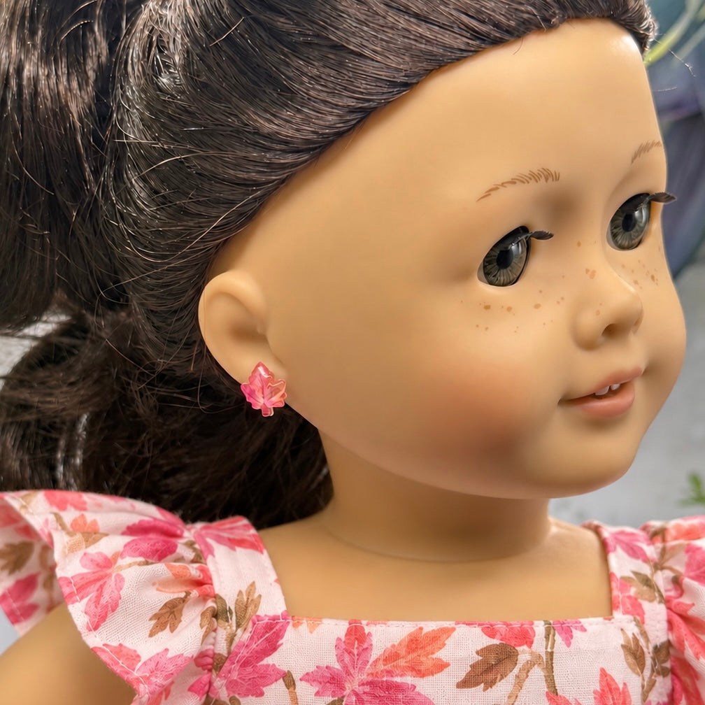 Fall Maple Leaf 2mm Post Doll Earrings | fits 18 Inch Fashion Doll • American Girl