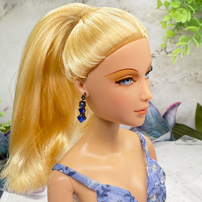 Blue Rhinestone Dangle Doll Earrings • 16 Inch Fashion Doll Jewelry