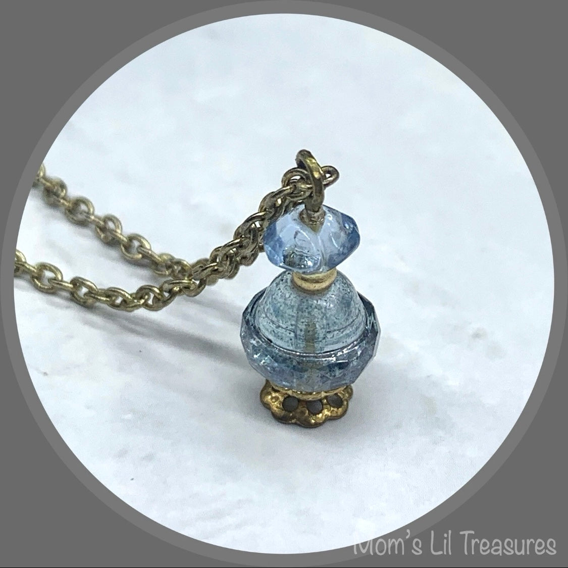 Light Blue Perfume Bottle Charm Doll Necklace • 18 Inch Fashion Doll  Jewelry