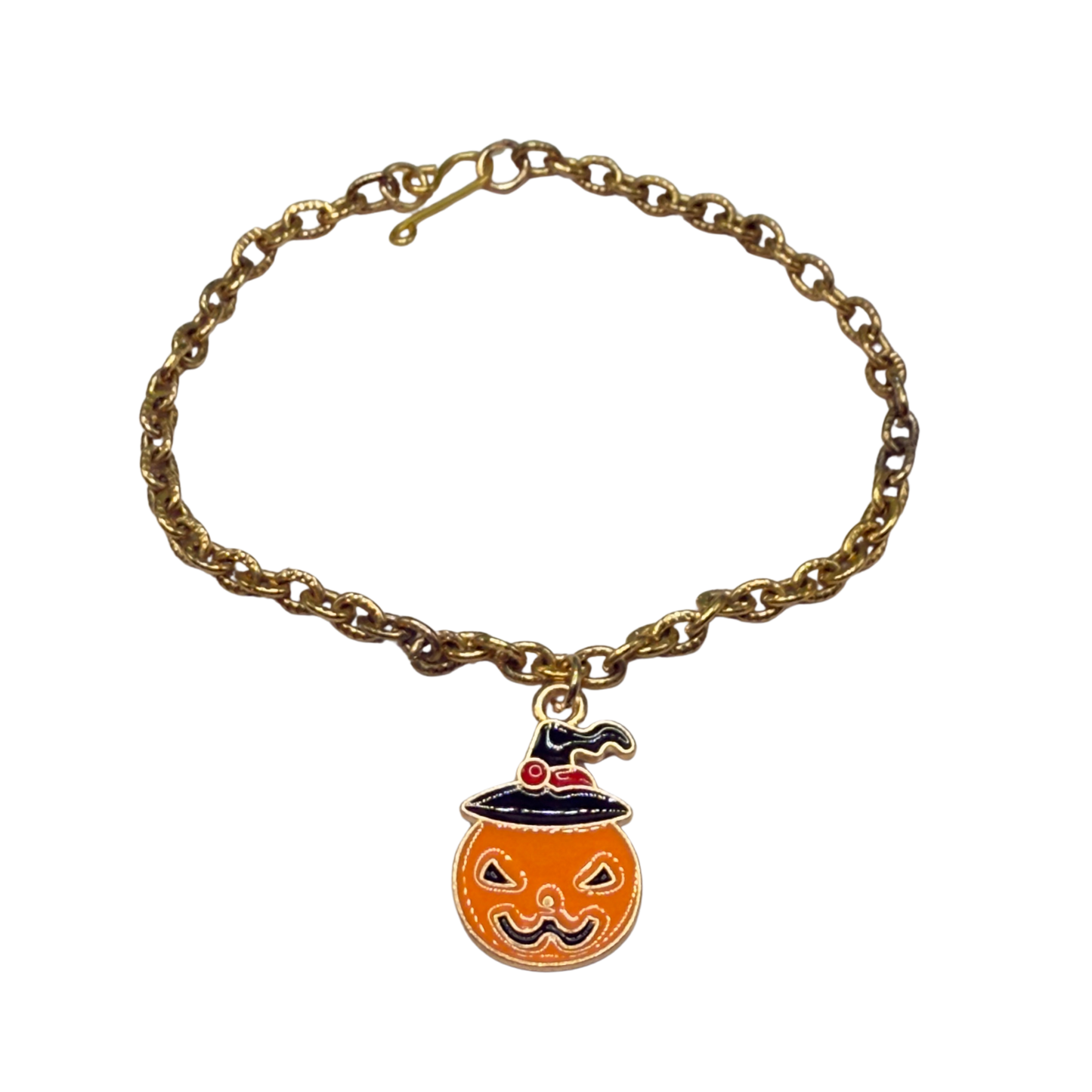 Jack-O-Lantern Halloween Pumpkin Charm Gold Chain Doll Necklace • 18 Inch Fashion Doll Jewelry