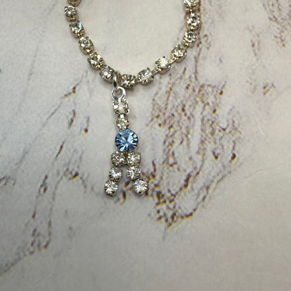 Clear & Blue Rhinestone Y-Drop Doll Necklace • 16 Inch Fashion Doll Jewelry
