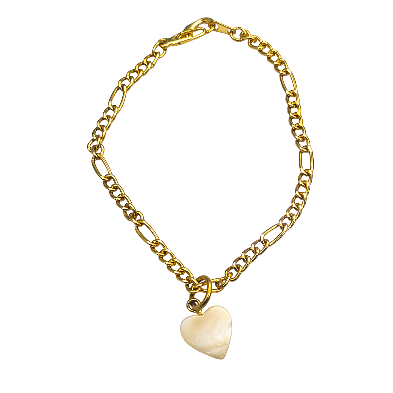 Heart Mother of Pearl Charm Gold Chain Doll Necklace for 18 Inch Doll Jewelry