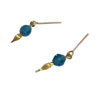 Turquoise Blue Glass Crystal & Gold Doll Earrings • 18 Inch Fashion Doll Jewelry