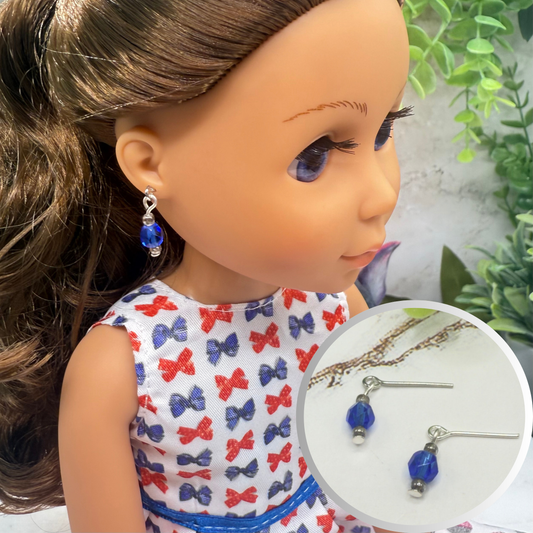Blue Glass Crystal Dangle Earrings • 14 Fashion Doll Jewelry