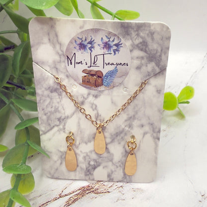 Gold Teardrop Dangle Doll Necklace & Earrings • 16 Inch Fashion Doll Jewelry