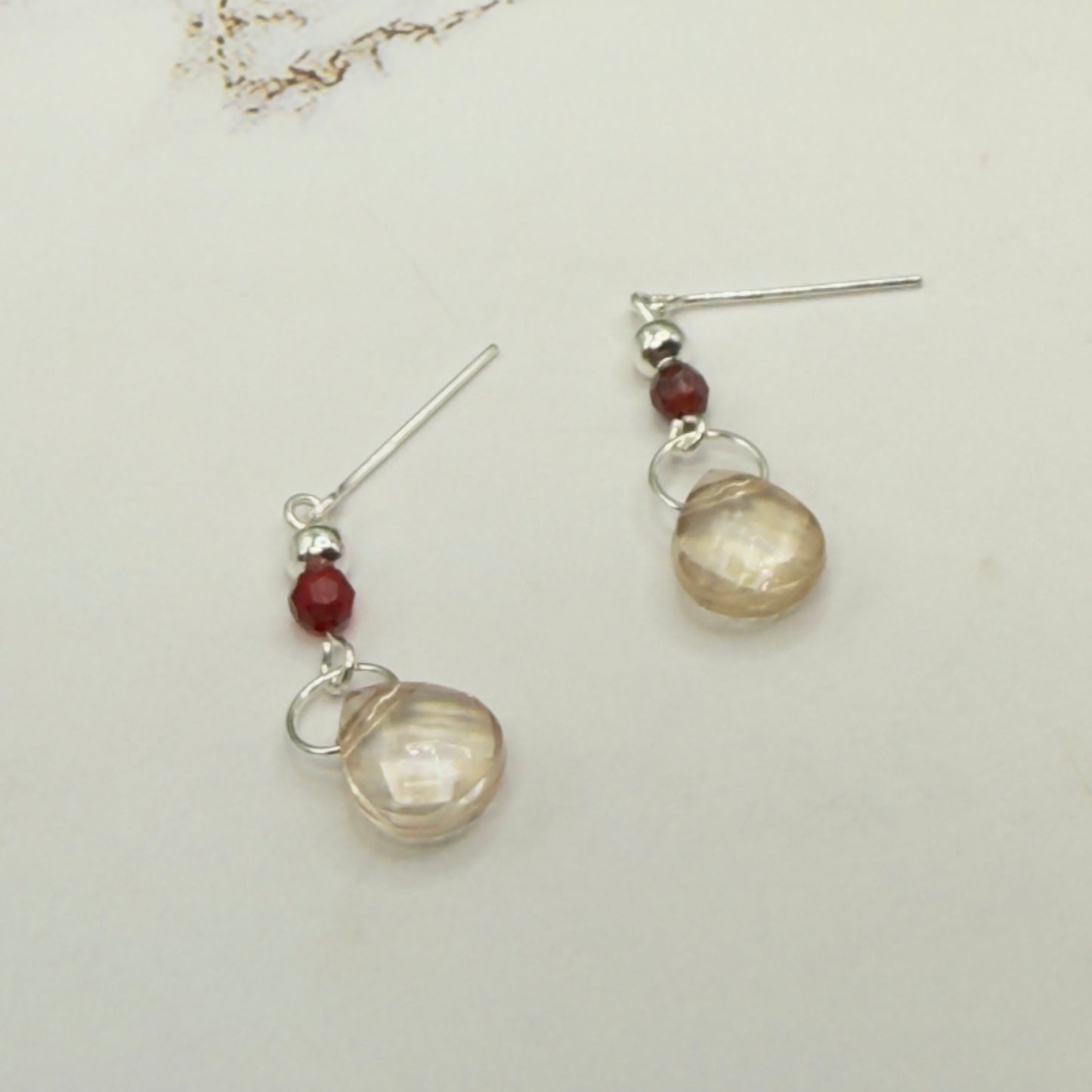 Red Accent Yellow Peach Translucent Acrylic Crystal Teardrop Dangle Doll Earrings • 18 Inch Fashion Doll Jewelry