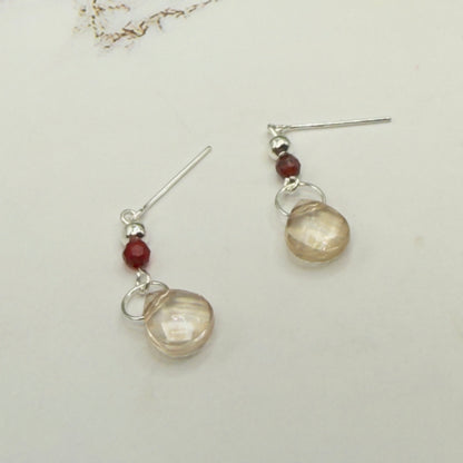 Red Accent Yellow Peach Translucent Acrylic Crystal Teardrop Dangle Doll Earrings • 18 Inch Fashion Doll Jewelry
