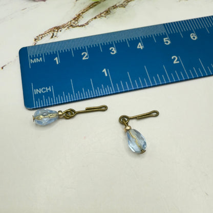 Light Blue Glass Crystal Dangle Earrings • 10-12 Inch Fashion Doll Jewelry 1:6