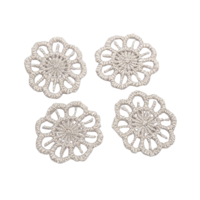 Set Of Four Beige Crochet Fabric Doily Doilies • Dollhouse Decor Miniatures