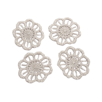 Set Of Four Beige Crochet Fabric Doily Doilies • Dollhouse Decor Miniatures