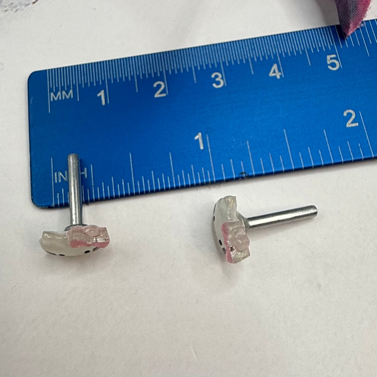 Hello Cat Kitty Pink Bow Post Doll Earrings 2mm Post • 2mm Post fit 18 Inch Fashion Doll