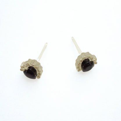 Black Center Ruffle Heart Acrylic Post Doll Earrings • 18 Inch Fashion Doll Jewelry