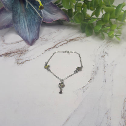 Green Multi Tone Abalone Heart Charm Y-Style Doll Necklace • 18 Inch Fashion Doll Jewelry