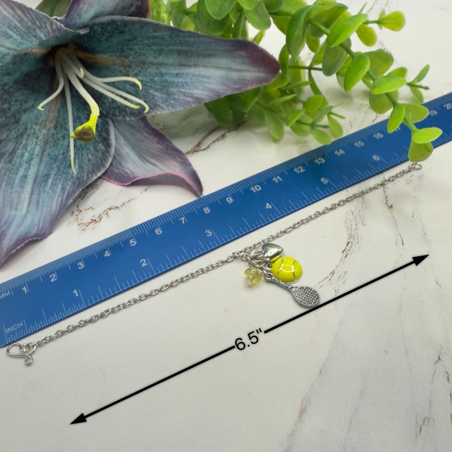 Love Tennis Multi Charm Silver Doll Necklace • 18 Inch Fashion Doll Jewelry