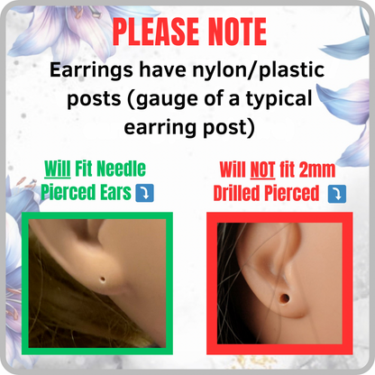 Red Green Christmas Present Gift Silicone Post Doll Earrings • 18 Inch Fashion Doll Jewelry