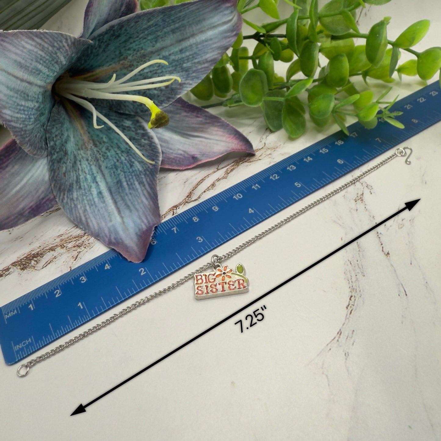 Big Sister Charm Silver Doll Necklace • 18 Inch Fashion Doll Jewelry