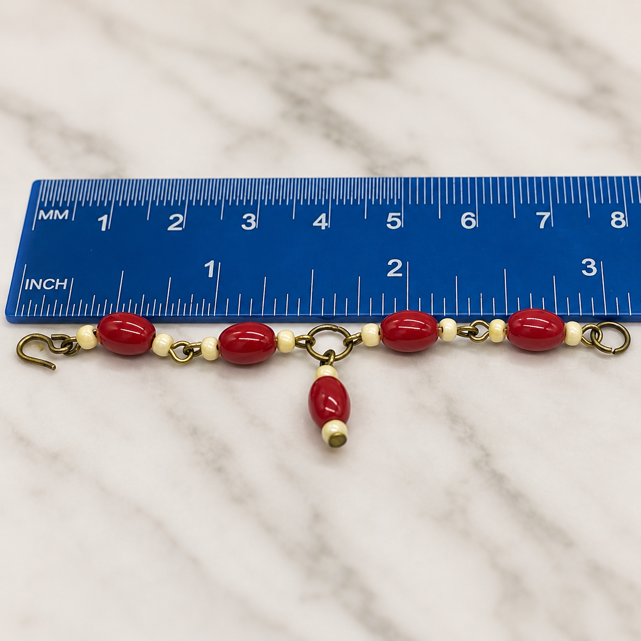 Red White Beaded Doll Necklace Earring Set • 16 Inch Fashion Doll Jewelry