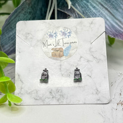 Tombstone RIP Halloween Post Doll Earrings | for 18 Inch Fashion Dolls