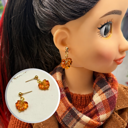 Fall Autumn Leaf Dangle Post Doll Earrings | for 18 Inch Fashion Dolls