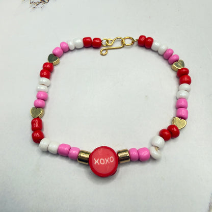 XOXO Pink Red White Beaded Doll Necklace Valentine’s Day• 18 Inch Fashion Doll Jewelry