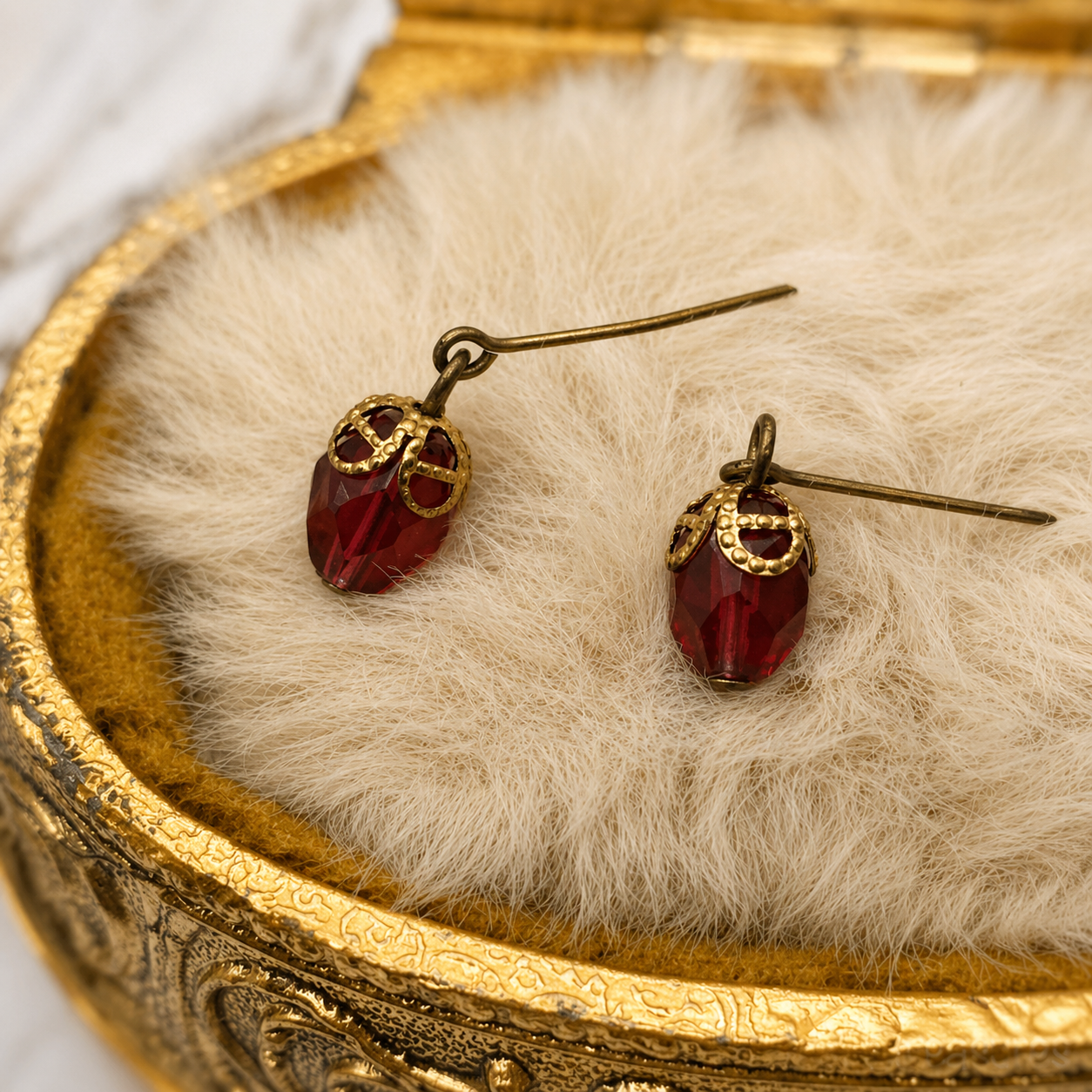 Purple Red Glass Crystal Dangle Doll Earrings • 18 Inch Fashion Doll Jewelry