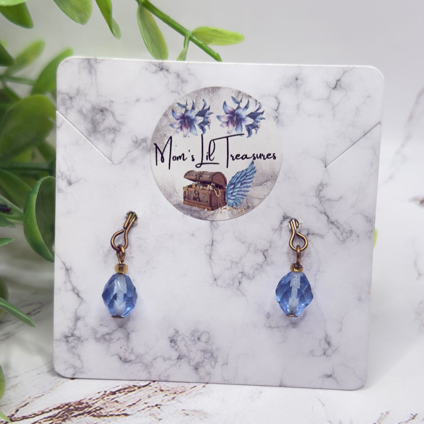 Blue Crystal Dangle  Doll Earrings • 10-12 Inch Fashion Doll Jewelry 1:6