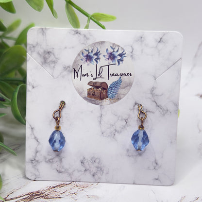 Blue Crystal Dangle  Doll Earrings • 10-12 Inch Fashion Doll Jewelry 1:6