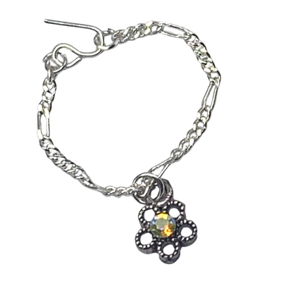 AB Rhinestone Flower Pendant Silver Chain Doll Necklace • 16 Inch Doll Jewelry