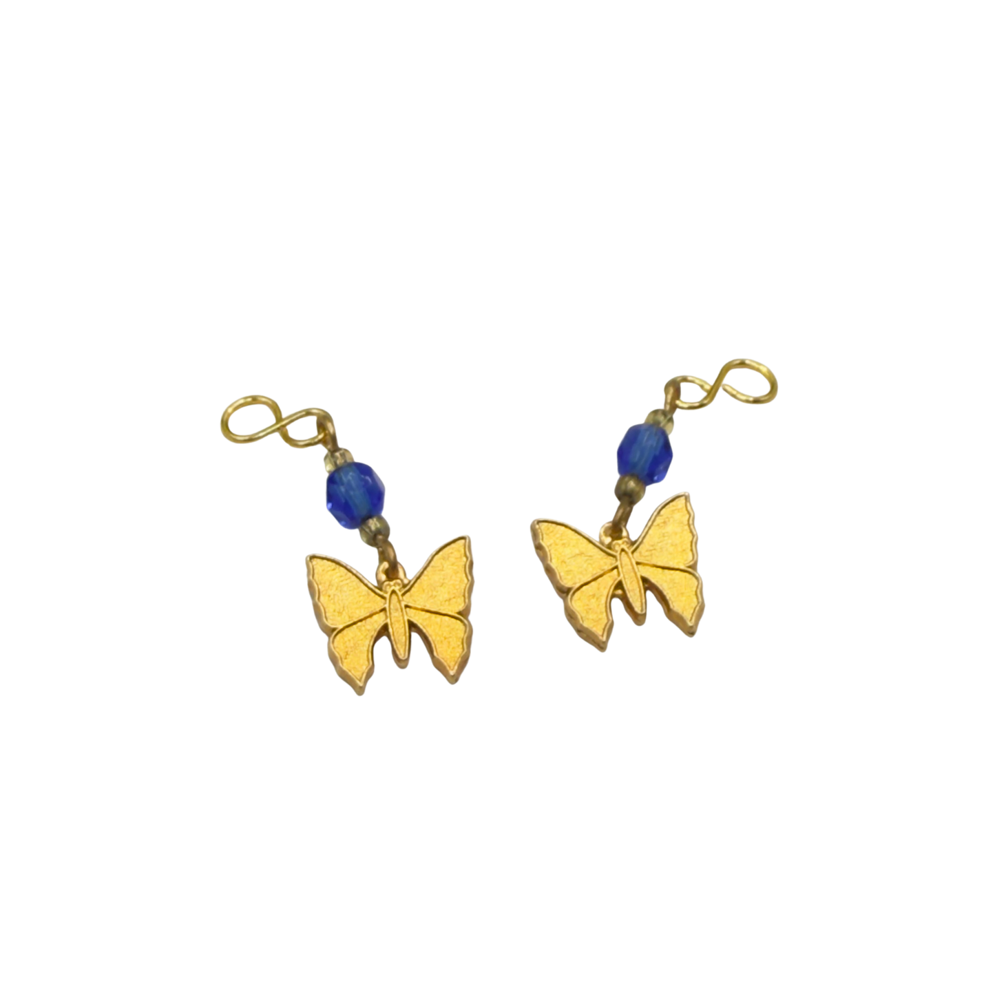 Gold Butterfly Blue Crystal Doll Earring DANGLE ONLY • 18 Inch Fashion Doll Jewelry