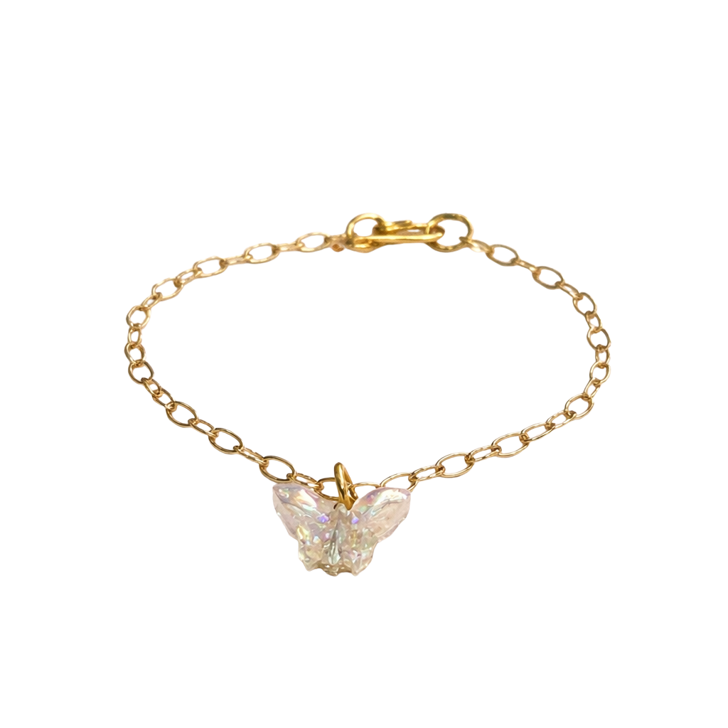 Clear Acrylic Butterfly Charm Gold Chain Doll Necklace for 14 Inch Fashion Dolls