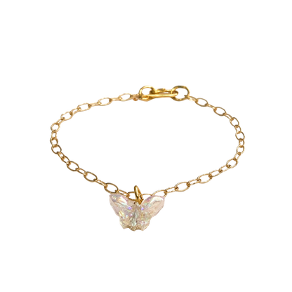Clear Acrylic Butterfly Charm Gold Chain Doll Necklace for 14 Inch Fashion Dolls