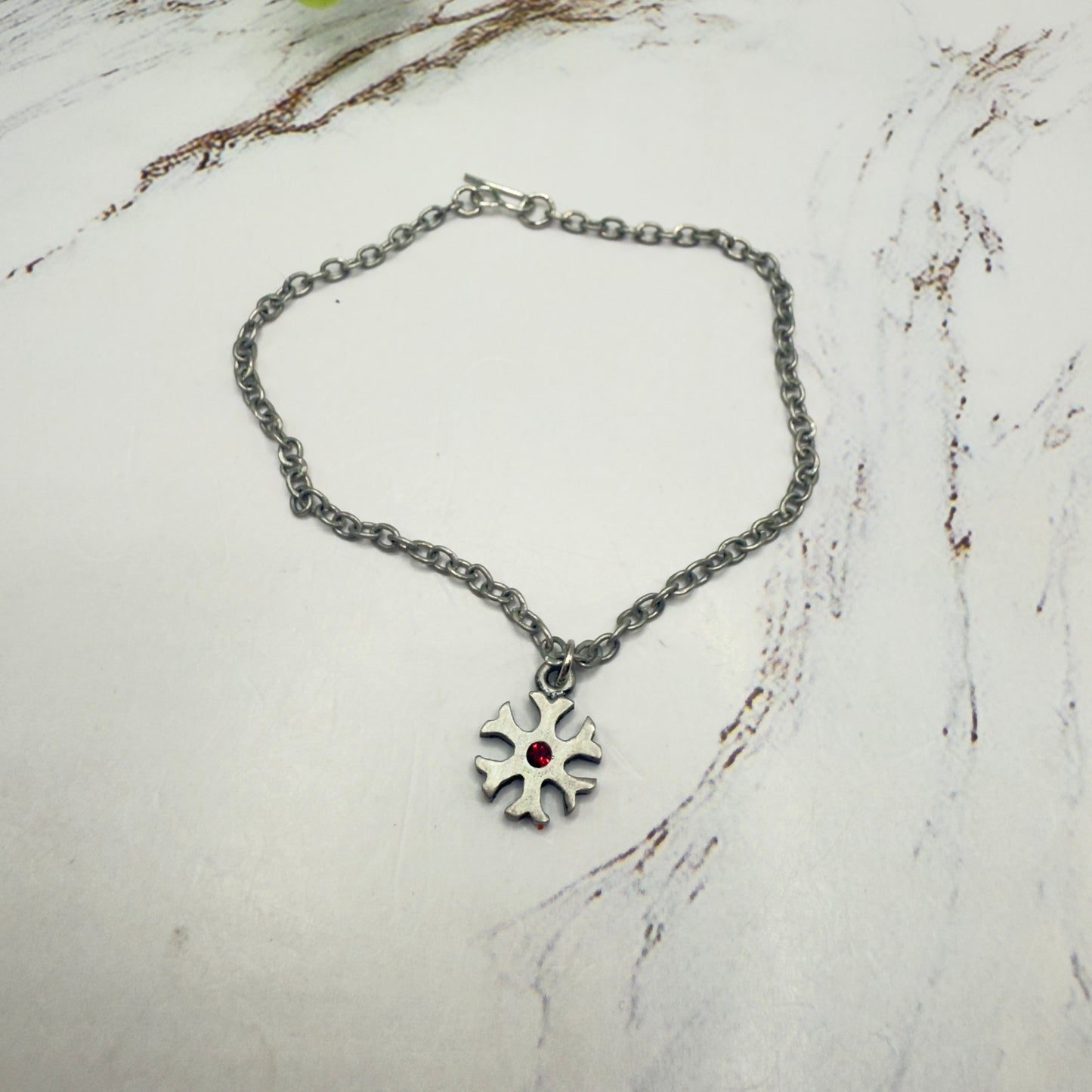 Silver Snowflake Red Rhinestone Doll Necklace Christmas • 18 Inch Fashion Doll Jewelry