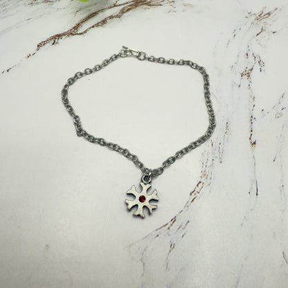 Silver Snowflake Red Rhinestone Doll Necklace Christmas • 18 Inch Fashion Doll Jewelry