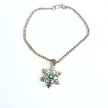 Silver Snowflake Blue Rhinestone Doll Necklace • 18 Inch Fashion Doll Jewelry
