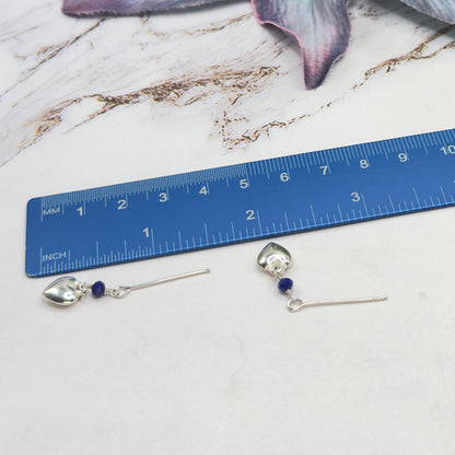 Silver Heart Blue Crystal Dangle Doll Earrings • 18 Inch Fashion Doll Jewelry